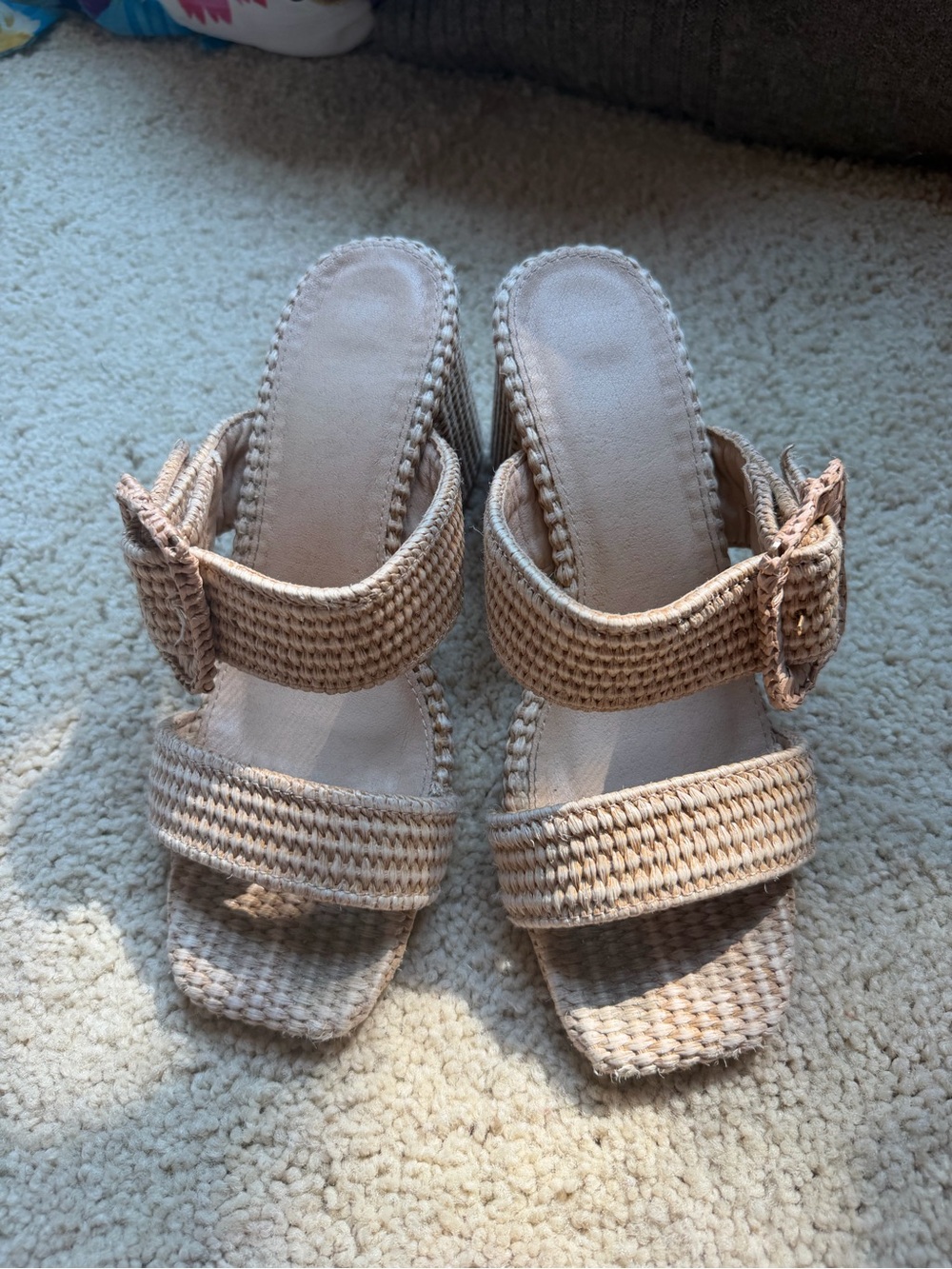 Coconuts by Matisse Woven Double-Strap Mules in Beige